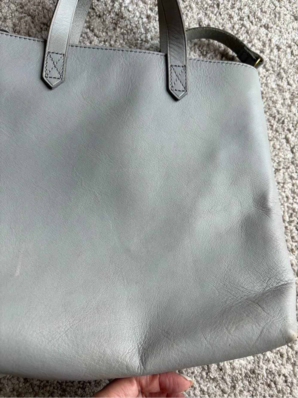 Madewell Light Gray Leather Tote Bag